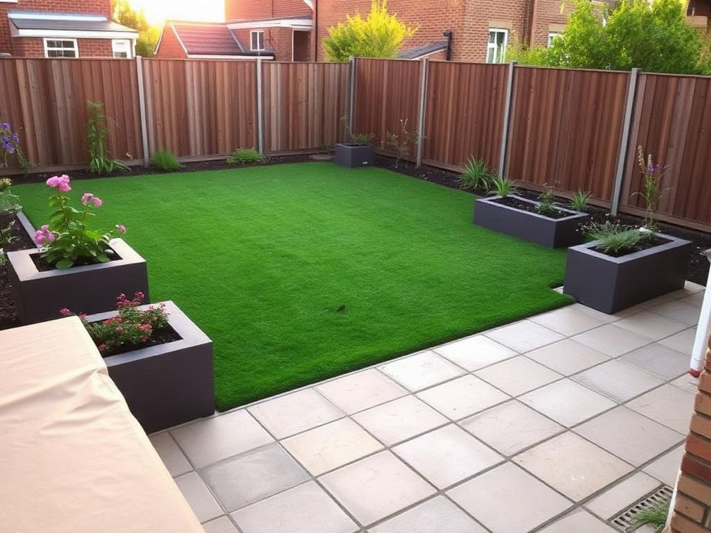 Modern courtyard with raised planters