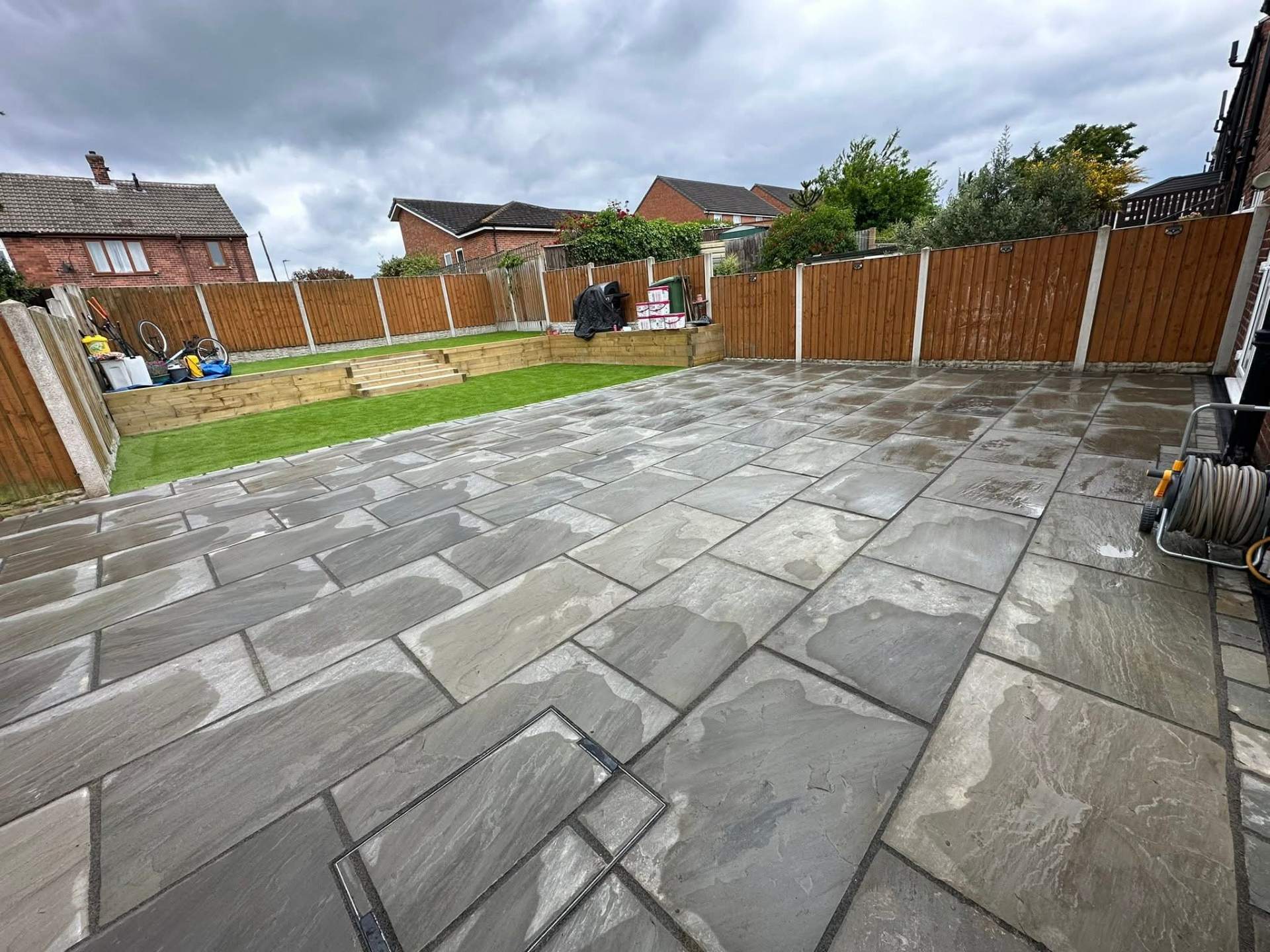 Grey Sandstone Patio & Sleeper Beds