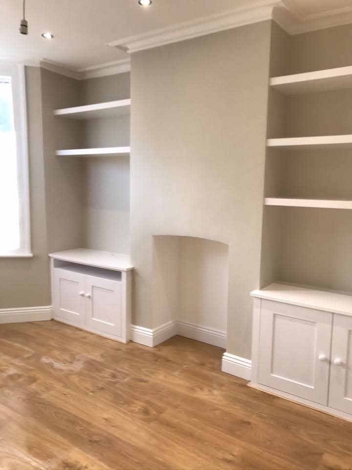 Living Room with Built-In Alcoves