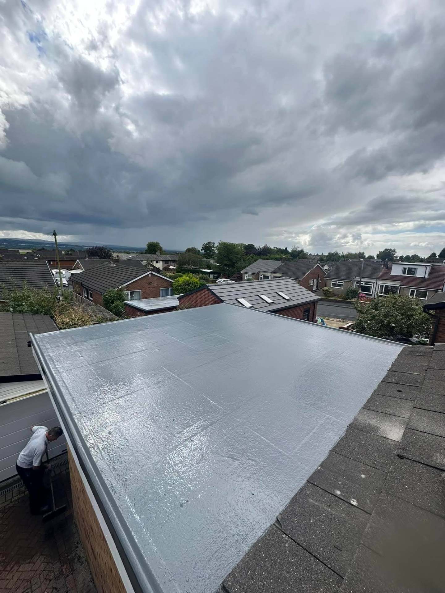 Light Grey GRP Flat Roof Installation